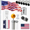 image:imageVINGLI 25FT Heavy Duty Flag Pole Kit for Outside Extra Thick 15mm Aluminum Flagpole w 3x5 USA Flag RustResidential amp Commercial Flag Poles Set for Yard and Garden InGround Display BlackSilver