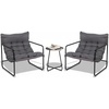 image:imageVINGLI 3  Piece Patio Chair Set with Side Table OutdoorIndoor Chairs with Thick Cushions Heavy Duty 400 LBS Capacity Patio Bistro Set Suit for Garden Yard WhiteGrey