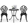 image:imageVINGLI 3 PCS Outdoor Bistro Set Outdoor Patio Set AllWeather Cast Aluminum Bistro Table Set Bistro Table and Chairs Set of 2 for Backyard Garden Balcony Bronze LeafBlack