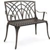image:imageVINGLI 38 Outdoor Metal Bench Cast Aluminium Garden Bench Weatherproof Antique Finish Orchid Chair 12 Person Seat Deck Furniture for Porch Entryway Patio BlackBrown