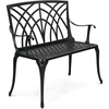 image:imageVINGLI 38 Outdoor Metal Bench Cast Aluminium Garden Bench Weatherproof Antique Finish Orchid Chair 12 Person Seat Deck Furniture for Porch Entryway Patio BlackBlack