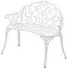 image:imageVINGLI 385 Patio Park Garden Outdoor Metal Rose Bench 2Person Cast Iron Cast Aluminium Frame Antique Finish ChairAccented Lawn Front Porch Path Yard Decor Deck Furniture White ButterflyWhite