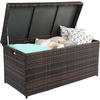image:imageVINGLI 40 Gallon Wicker Storage Bench Patio Cushion Storage Box with Side Handles Rattan Deck Box for Garden Tools Cushions Outdoor Patio Deck Box for Garden Poolside GreyChestnut