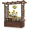 image:imageVINGLI 45 in Raised Garden Bed with Trellis amp Hanging Roof Wooden Elevated Planter Box with Drainage Holes for Outdoor Climbing Plants Vegetables Flowers Patio Yard Balcony Carbonized Wood Medium