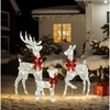 image:imageVINGLI 4FT Silver Lighted Christmas Reindeer Family Set of 3 Prelit 210 Warm White LED Outdoor Reindeer Decorations Sparkling Buck Doe Fawn Lighted Christmas Yard Decorations for Lawn Garden PorchSilver