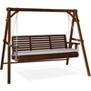 image:imageVINGLI 5 FT Outdoor Porch Swing with Frame Patio Hanging Swing amp Stand with Extra Cushions Heavy Duty 880 LBS for Yard Garden Pool Deck BrownRustic