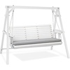 image:imageVINGLI 5 FT Outdoor Porch Swing with Frame Patio Hanging Swing amp Stand with Extra Cushions Heavy Duty 880 LBS for Yard Garden Pool Deck BrownWhite