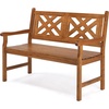 image:imageVINGLI 50 Outdoor Wood Bench Weatehr Resistant Wooden Garden Patio Bench with Comfortable Backrest amp Curved Armrest 800lb Capacity Loveseat for Front Porch Park Yard Deck White Dense SlattedNatural