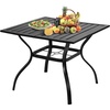 image:imageVINGLI 60 x 38 Rectangle Patio Table for 6 Metal Outdoor Dining Table with Umbrella Hole AllWeather Steel Patio Dining Table Outdoor Table for Lawn Garden Backyard Black L60 xW381 Table