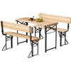 image:imageVINGLI 70 Inch Folding Picnic Tables with Benches Set WeatherResistant Wooden Beer Garden Table Bench 3Piece Portable Fold Up Camping BBQ TableWalnut ColorNatural Wood Color