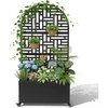 image:imageVINGLI 71H Metal Raised Garden Bed with Trellis and Wheels Outdoor Planter Box with Drainage Holes for Climbing Plants Vegetables and Vines Privacy Screen for Patio Backyard and Balcony Black