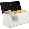 image:imageVINGLI 75 Gallon Resin Outdoor Deck Box 75 Gallon Patio Storage Box with Side Handles Lockable Storage Containers for Patio Furniture Cushions Pool Accessories Garden Tools BlackWhite