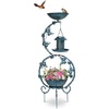 image:imageVINGLI Bird Bath with Bird Bowl Solar Bird Bath for Outside with Flower Planter PedestalBird Feeder with Solar lamp for Garden Yard Lawn Decor BlueBlue