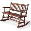 image:imageVINGLI Fir Wood Double Rocking Chair for Porch amp Garden  550lb Capacity WeatherResistant Outdoor Glider Bench with High Backrest Patio Rocker for Couples Backyard Deck RusticRustic