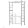 image:imageVINGLI Garden Arbor Vinyl Wedding Arch for Ceremony Party Garden Trellis for Climbing Plants Arch Backdrop Stand for Garden Backyard Lawn Weddingarbor with gate