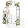 image:imageVINGLI Garden Arbor with Gate PVC Frame Trellis Garden Arch for Plant Climbing Vinyl Pergola Wedding Arch Backdrop Standing for Backyard Lawn Event WhiteWhite
