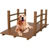 image:imageVINGLI Garden Bridge Classic Wooden Bridge with Safety Rails Decorative Arched Footbridge White 5 ftBrown