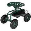 image:imageVINGLI Garden Cart with Rolling Seat Wheels Steering Handle amp Utility Tool Tray Planting Wagon Scooter Gardening Tool for Senior for Patio Backyard Lawn amp Outdoor BlueDark Green