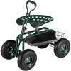 image:imageVINGLI Garden Cart with Swivel Seat and Wheels Gardening Workseat with Extendable Steer Handle Tool Tray and Basket Patio Wagon Scooter for Planting Rolling Garden Stool Cart