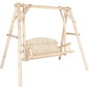 image:imageVINGLI Heavy Duty 880 LBS Wooden Patio Porch Swing with AFrame Stand Hanging Swing Bench Chair with Frame for Outside Yard Garden NaturalNatural