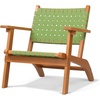 image:imageVINGLI Outdoor Armchair Wooden Adirondack Chair AllWeather Wooden Patio Chair with Waterproof PE Woven Fabric Porch Chair for Garden Lawn and Poolside 1 Green and BrownGreen and Brown