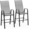 image:imageVINGLI Outdoor Bar Chairs Set of 8  Stackable Outdoor Bar Stools with Sturdy Sling High Back and Armrests for Lawn Courtyard Garden Bar YellowSilver Gray