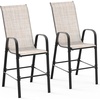 image:imageVINGLI Outdoor Bar Chairs Set of 8  Stackable Outdoor Bar Stools with Sturdy Sling High Back and Armrests for Lawn Courtyard Garden Bar YellowYellow