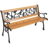 image:imageVINGLI Outdoor Bench Weather Resistant Cast Iron FrameTeak Wood Seat wPVC Backrest 3Person 470lbs Capacity Garden Bench for Park Porch Entryway Patio RoseRose
