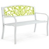 image:imageVINGLI Outdoor Bench for Patio Metal Garden Bench wPVC Back Pattern Black Park Benches Front Porch Benches for Yard Lawn Decor Deck Entryway YellowampBlackWhitegreen