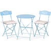 image:imageVINGLI Outdoor Folding Bistro Table and Chairs Set of 2 3Piece Bistro Set with Olive Leaf Cutout Design and Comfortable Cushions for Patio Balcony Garden Porch Yard Mint GreenBlue