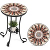 image:imageVINGLI Outdoor Side Table for Patio Small Outdoor Table with Storage Shelf Heavy Duty Metal Frame Patio Side Table for Outside Balcony Garden Porch Celadon Flower RealmBrown Flower