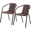 image:imageVINGLI PE Rattan Outdoor Dining Chairs Set of 4 Plastic Stackable Patio Chairs for Indoor Porch Restaurant GardenChampagneBrown