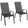 image:imageVINGLI Patio Chairs Set of 2  Stackable Outdoor Dining Chairs with Comfortable Sling High Back Chairs and Armrests for Lawn Poolside Courtyard Balcony Garden YellowBlack