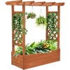 image:imageVINGLI Raised Garden Bed with Trellis amp Hanging Roof Wooden Elevated Planter Box with Drainage Holes for Outdoor Climbing Plants Vegetables Flowers Patio Yard Balcony Teak Medium