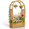 image:imageVINGLI Raised Garden Bed with Trellis amp Hanging Roof Wooden Garden Bed Outdoor Planter Box for Yard Garden Balcony Natural Wood Color Arched