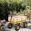 image:imageVINGLI Steel Garden Wagon Cart on Wheels 330lb Load Capacity Removable Heavy Duty Wooden Side Panels with Extendable Handle and 10inch AllTerrain Tires Wheelbarrow for Yard Landscaping OrangeYellow