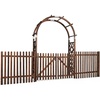 image:imageVINGLI Wooden Garden Arbor Heavy Duty Outdoor Frame Trellis with Fence and Gate for Ceremony Wood Trellis Garden Arch Pergola for Plant Climbing Patio Lawn Wedding