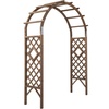 image:imageVINGLI Wooden Garden Arbor Heavy Duty Outdoor Garden Trellis with Gate for Ceremony Wood Trellis Garden Arch Pergola for Plant Climbing Patio Lawn Wedding with GateBasic