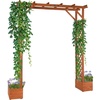 image:imageVINGLI Wooden Garden Arbor with Planter Wedding Arch for Ceremony Wood Garden Arbour Trellis for Plant Climbing Pergola for Garden Backyard Lawn Outdoor Dark BrownGolden Brown