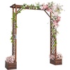 image:imageVINGLI Wooden Garden Arbor with Planter Wedding Arch for Ceremony Wood Garden Arbour Trellis for Plant Climbing Pergola for Garden Backyard Lawn Outdoor Dark BrownDark Brown
