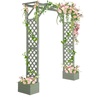 image:imageVINGLI Wooden Garden Arbor with Planter Wedding Arch for Ceremony Wood Garden Arbour Trellis for Plant Climbing Pergola for Garden Backyard Lawn Outdoor Dark BrownOlive Green