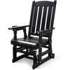 image:imageVINGLI Wooden Patio Glider Heavy Duty 800 LBS Outdoor Glider with Cup Holders 4 FT Wooden Glider Bench with High Backrest for Garden Yard Patio BlackBlack
