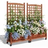 image:imageVINGLI Wooden Planter with Trellis 50 Height Elevated Garden Beds Outdoor with Wheels FreeStanding Planter Box with Drainage Holes for Flower Vegetable Fruit Herb in Garden Patio Balcony 12