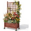 image:imageVINGLI Wooden Planter with Trellis 50 Height Elevated Garden Beds Outdoor with Wheels FreeStanding Planter Box with Drainage Holes for Flower Vegetable Fruit Herb in Garden Patio Balcony 11