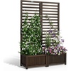 image:imageVINGLI Wooden Planter with Trellis 51 Height Elevated Garden Beds Outdoor FreeStanding Planter Box with Drainage Holes for Flower Vegetable Fruit Herb in Garden Patio Balcony  2PCS2