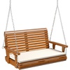image:imageVINGLI Wooden Porch Swing Heavy Duty 880 LBS Hanging Patio Bench with Extra Cushion for Lawn Garden Courtyard Brown 5 feetBrown