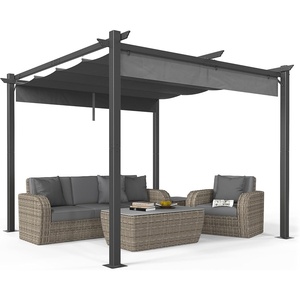 image:imageVINGLI 10x 13 Outdoor Pergola With Retractable Canopy and Adjustable Roof for Deck Porch Garden Yard Khaki10x10Gray