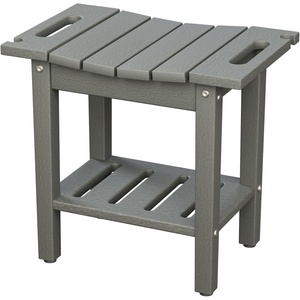 image:imageVINGLI 18 Inch HDPE Outdoor Patio Garden Small Bench Seat Waterproof Shower Bench Backless HDPE Stools Chairs for Inside Shower Outdoor Short Stools TeakGrey