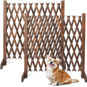image:imageVINGLI 2 Packs Extendable Garden Fence 2755 Inch Tall Freestanding Accordion Fence Solid Wood Retractable Trellis Instant Fence Pet Grate for Home Patio Yard Garden Carbonized WoodCarbonized Brown with Flat Top