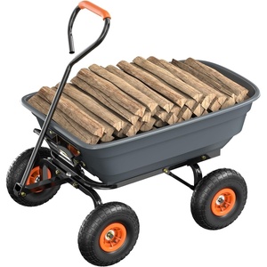 image:imageVINGLI 2 Wheel Wheelbarrow Plastic and Steel Wheel Barrel 330lbs Capacity Garden Cart for Lawn Gardening ConstructionGray